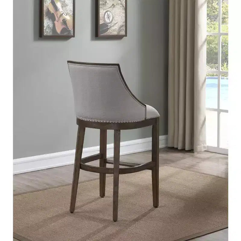 26in Counter Height Barstool with Upholstered Seat & Solid Birch Frame, Drift Brown