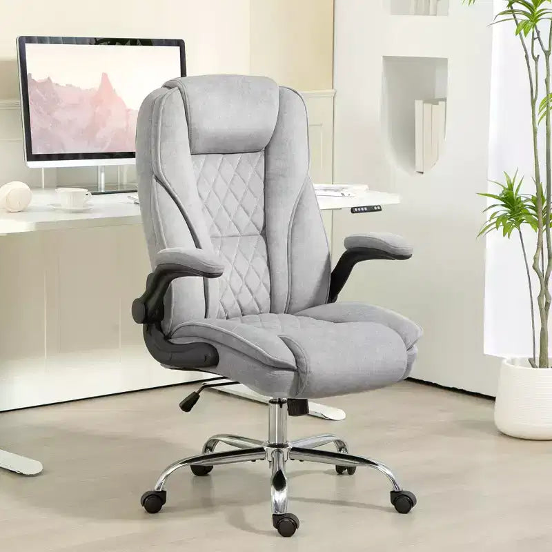 Executive Office Chair with Flip-Up Armrests, Adjustable Height & Swivel Wheels, 300 lbs