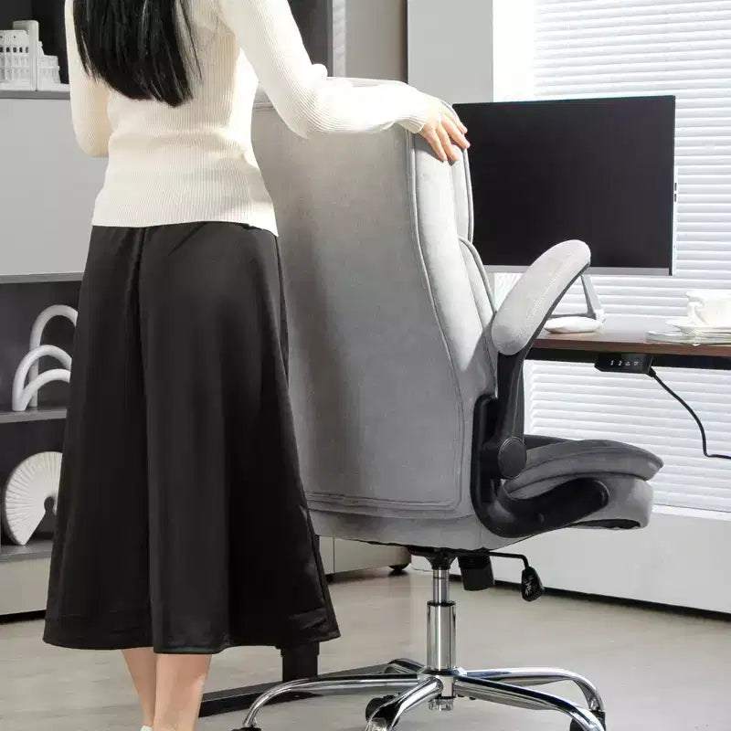 Executive Office Chair with Flip-Up Armrests, Adjustable Height & Swivel Wheels, 300 lbs