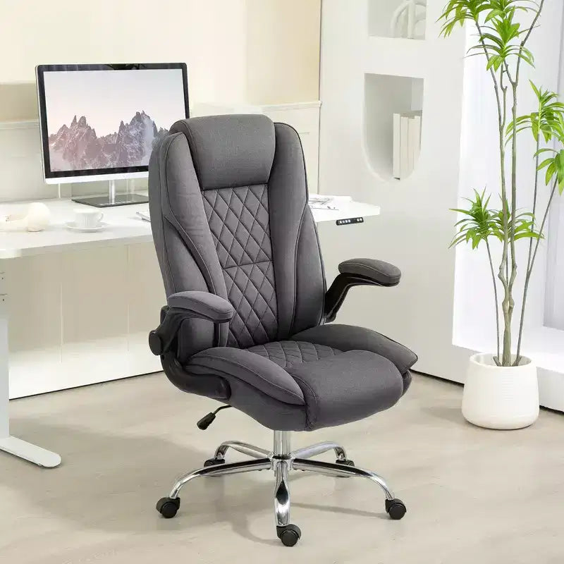 Executive Office Chair with Flip-Up Armrests, Adjustable Height & Swivel Wheels, 300 lbs
