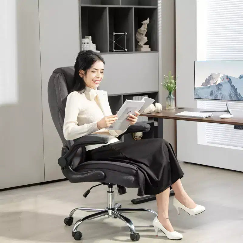 Executive Office Chair with Flip-Up Armrests, Adjustable Height & Swivel Wheels, 300 lbs