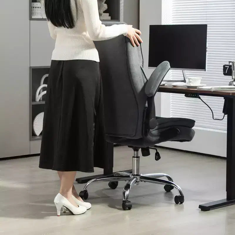 Executive Office Chair with Flip-Up Armrests, Adjustable Height & Swivel Wheels, 300 lbs