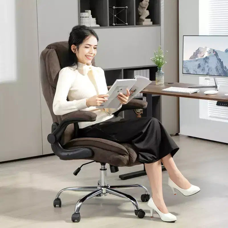 Executive Office Chair with Flip-Up Armrests, Adjustable Height & Swivel Wheels, 300 lbs