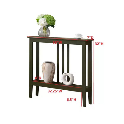 Narrow Console Table with Open Shelf & Reinforced Beams, Entryway & Hallway, 36in