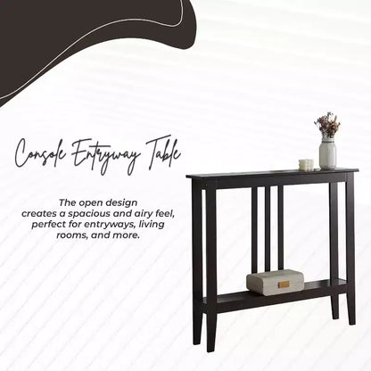 Narrow Console Table with Open Shelf & Reinforced Beams, Entryway & Hallway, 36in