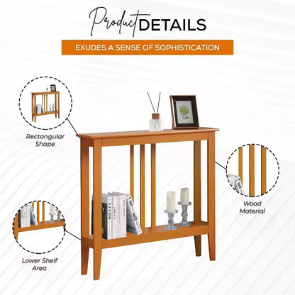 Narrow Console Table with Open Shelf & Reinforced Beams, Entryway & Hallway, 36in