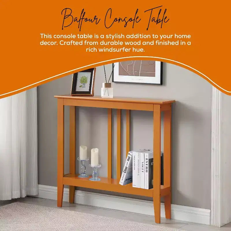 Narrow Console Table with Open Shelf & Reinforced Beams, Entryway & Hallway, 36in