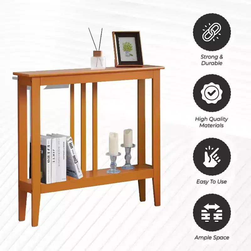 Narrow Console Table with Open Shelf & Reinforced Beams, Entryway & Hallway, 36in