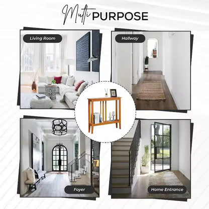 Narrow Console Table with Open Shelf & Reinforced Beams, Entryway & Hallway, 36in