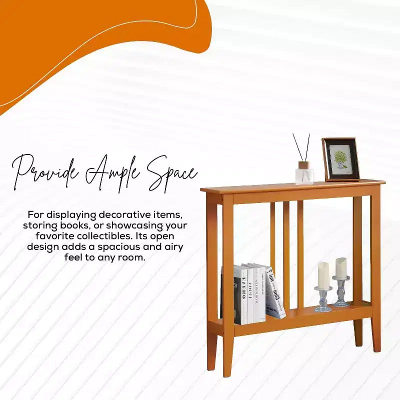 Narrow Console Table with Open Shelf & Reinforced Beams, Entryway & Hallway, 36in