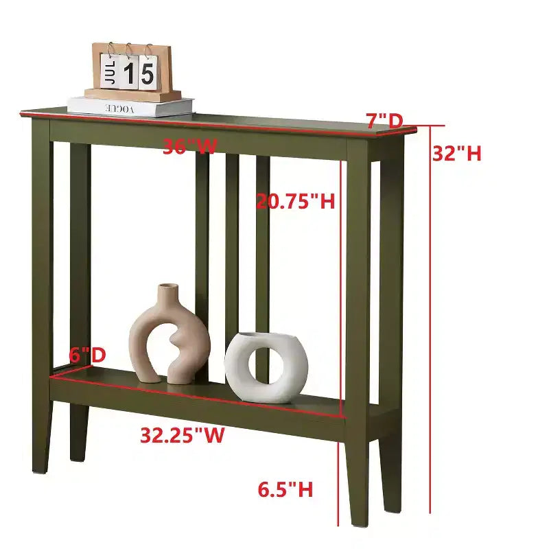 Narrow Console Table with Open Shelf & Reinforced Beams, Entryway & Hallway, 36in