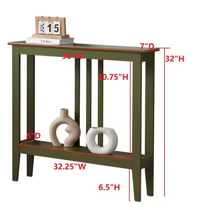 Narrow Console Table with Open Shelf & Reinforced Beams, Entryway & Hallway, 36in