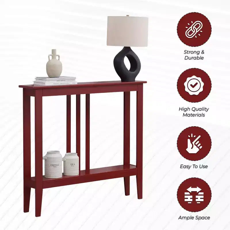 Narrow Console Table with Open Shelf & Reinforced Beams, Entryway & Hallway, 36in