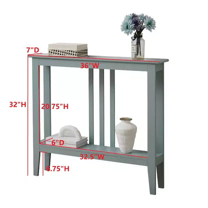 Narrow Console Table with Open Shelf & Reinforced Beams, Entryway & Hallway, 36in