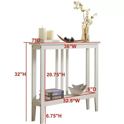 Narrow Console Table with Open Shelf & Reinforced Beams, Entryway & Hallway, 36in