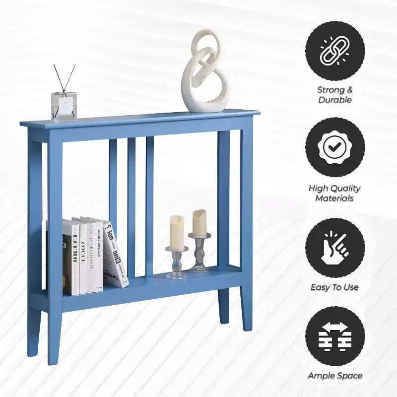 Narrow Console Table with Open Shelf & Reinforced Beams, Entryway & Hallway, 36in