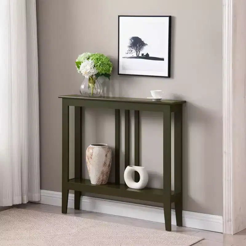 Narrow Console Table with Open Shelf & Reinforced Beams, Entryway & Hallway, 36in