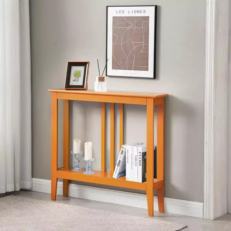 Narrow Console Table with Open Shelf & Reinforced Beams, Entryway & Hallway, 36in