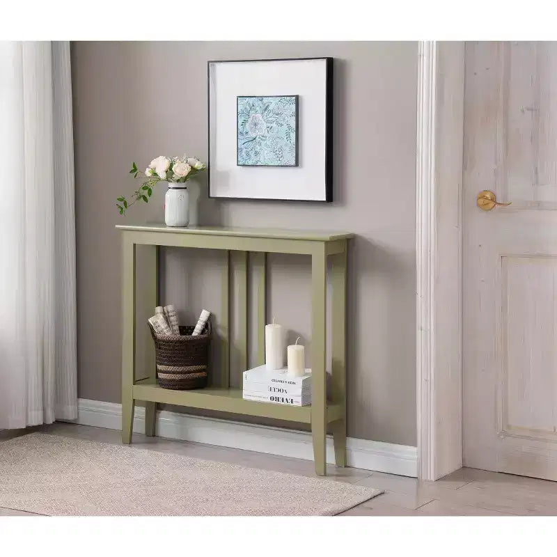 Narrow Console Table with Open Shelf & Reinforced Beams, Entryway & Hallway, 36in
