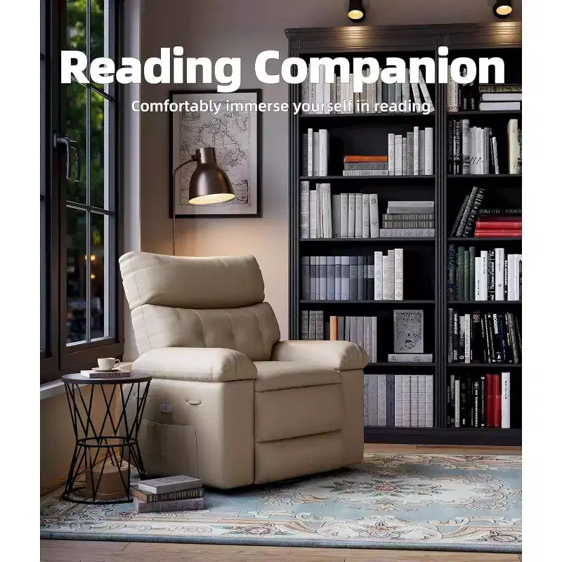 Electric Recliner Chair - 360 Swivel with Heat and Massage, PU Leather Large Recliner for Adults, Comfortable Lazy Chair with 1.5X Sponge Filling.