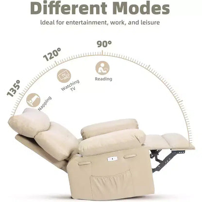 Electric Recliner Chair - 360 Swivel with Heat and Massage, PU Leather Large Recliner for Adults, Comfortable Lazy Chair with 1.5X Sponge Filling.