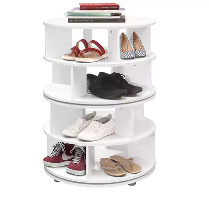 4-Tier 360° Rotating Shoe Rack, Holds 16 Pairs, Lazy Susan Shoe Organizer, Chocolate Finish