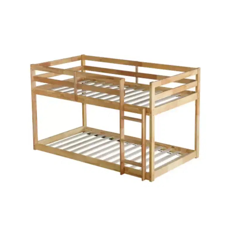 Twin over Twin Bunk Bed with Ladder, Reinforced Slat Platforms for Upper & Lower Beds