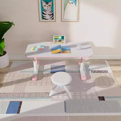 Kids Height-Adjustable Study Desk, 6 Levels, Scratch-Resistant Melamine, Pink or Blue