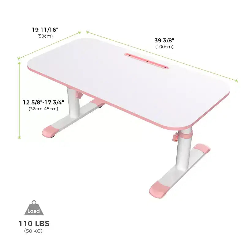 Kids Height-Adjustable Study Desk, 6 Levels, Scratch-Resistant Melamine, Pink or Blue
