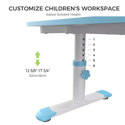 Kids Height-Adjustable Study Desk, 6 Levels, Scratch-Resistant Melamine, Pink or Blue