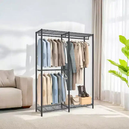 Heavy-Duty Metal Garment Rack, Freestanding Wardrobe Closet, Clothing Racks, 15.8 x 47.2 x 70.9 Inches Clothes Rack Ink Black