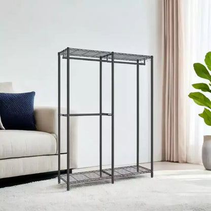 Heavy-Duty Metal Garment Rack, Freestanding Wardrobe Closet, Clothing Racks, 15.8 x 47.2 x 70.9 Inches Clothes Rack Ink Black