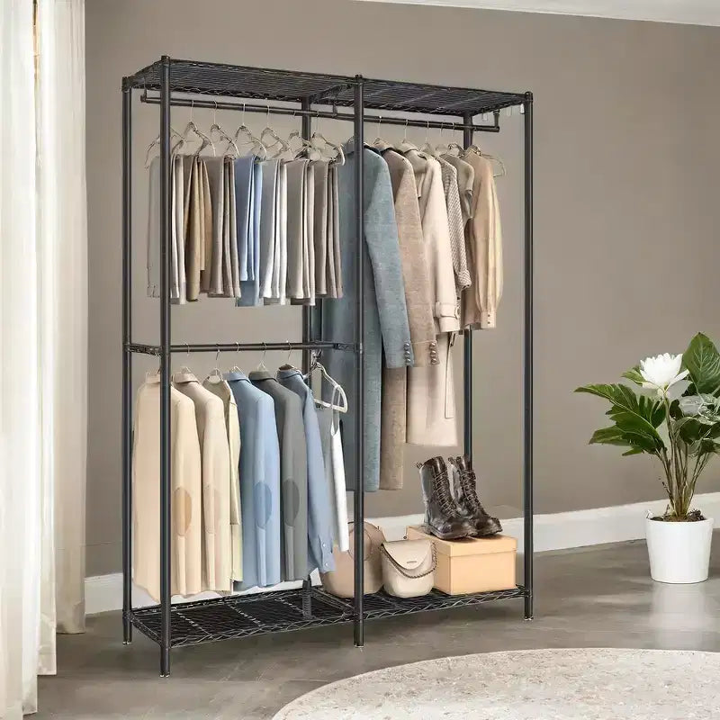 Heavy-Duty Metal Garment Rack, Freestanding Wardrobe Closet, Clothing Racks, 15.8 x 47.2 x 70.9 Inches Clothes Rack Ink Black