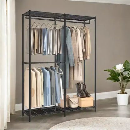 Heavy-Duty Metal Garment Rack, Freestanding Wardrobe Closet, Clothing Racks, 15.8 x 47.2 x 70.9 Inches Clothes Rack Ink Black