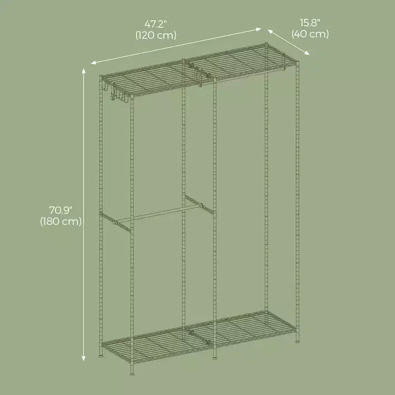 Heavy-Duty Metal Garment Rack, Freestanding Wardrobe Closet, Clothing Racks, 15.8 x 47.2 x 70.9 Inches Clothes Rack Ink Black