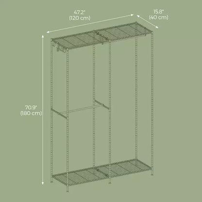 Heavy-Duty Metal Garment Rack, Freestanding Wardrobe Closet, Clothing Racks, 15.8 x 47.2 x 70.9 Inches Clothes Rack Ink Black