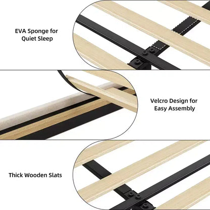 Upholstered Platform Bed Frame with 2 Storage Drawers, Storage Headboard & Charging Station