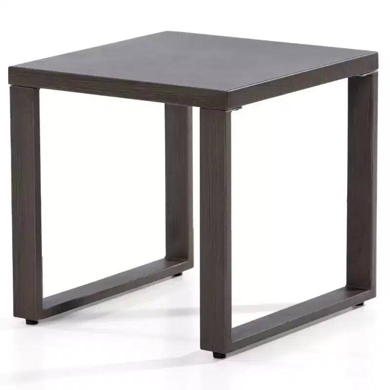 Square Metal Outdoor Side Table, All-Weather Powder-Coated Steel, Brown, 20x20in