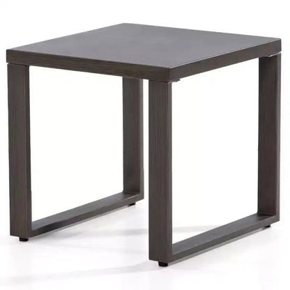 Square Metal Outdoor Side Table, All-Weather Powder-Coated Steel, Brown, 20x20in