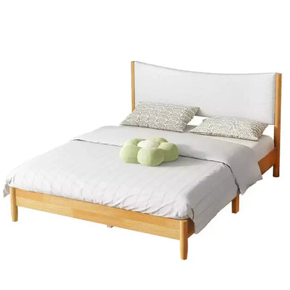 Queen Size Platform Bed with Boucle Upholstered Headboard & Underbed Storage, Natural
