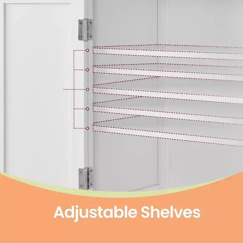 Modern Floor Storage Cabinet with Adjustable Shelves and 4 Doors - Freestanding Organizer