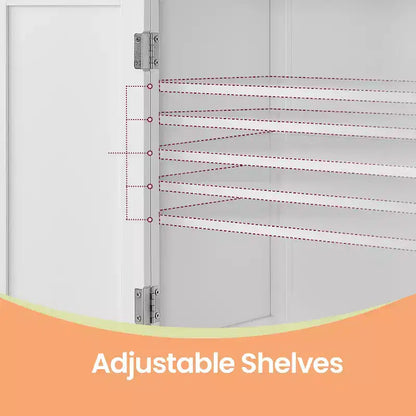 Modern Floor Storage Cabinet with Adjustable Shelves and 4 Doors - Freestanding Organizer