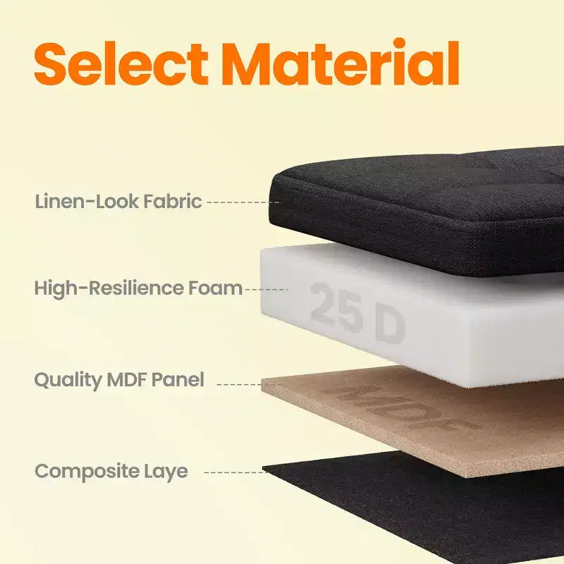 43in Folding Storage Ottoman Bench with Padded Linen Seat, 660 lbs Capacity