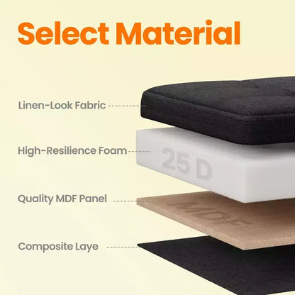 43in Folding Storage Ottoman Bench with Padded Linen Seat, 660 lbs Capacity