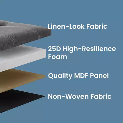 43in Folding Storage Ottoman Bench with Padded Linen Seat, 660 lbs Capacity
