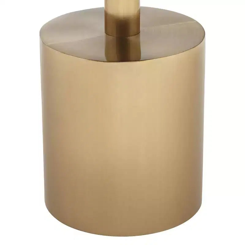 11.75in Round Side Table with Brushed Gold Base & Clear Acrylic Top, 20.75in Tall