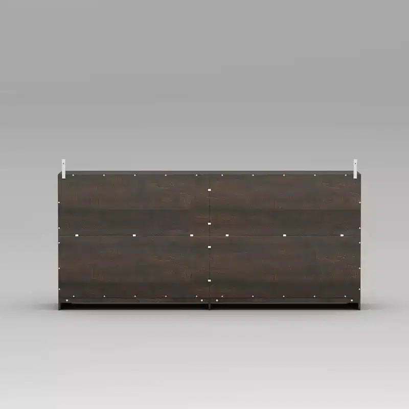 Deep Brown Accent Storage Cabinet with 4 Glass Doors & 2 Shelves, Wood Grain Finish, 70.8in