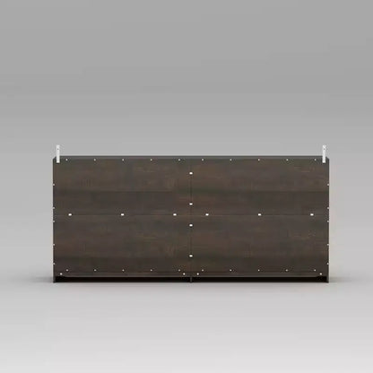 Deep Brown Accent Storage Cabinet with 4 Glass Doors & 2 Shelves, Wood Grain Finish, 70.8in