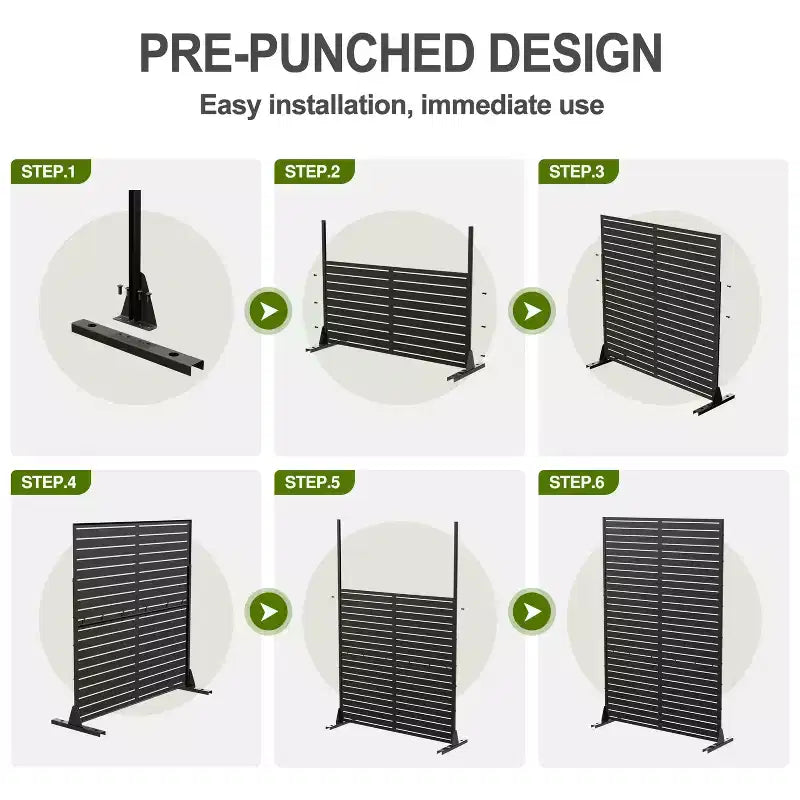 Bob Hexagonal Diamond Black Galvanized Steel Screen 183x120x40cm