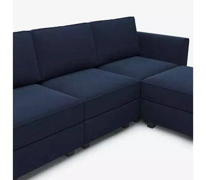 Modular Velvet Sectional Sofa with Storage Seat, 6-Seater, Adjustable Armrest & Washable Covers